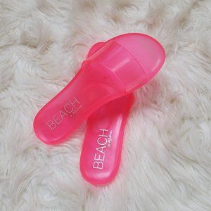 Womens Pink Jelly Slides Summer Beach Comfy Flats 6 - 10